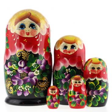 Матрёшка 5 мест большая - букет фиалок