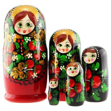 Матрешка 5 мест большая - зеленоглазая ягоды клубники