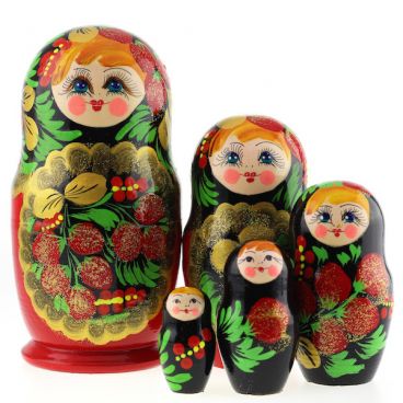 Матрешка 5 мест большая - медальон с ягодами