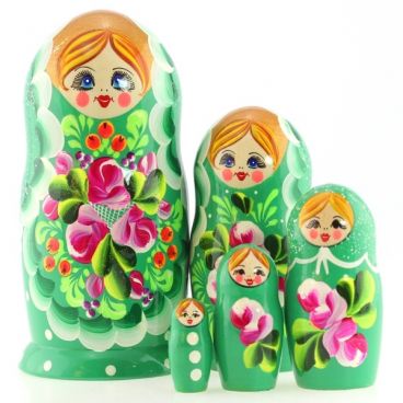 Матрёшка 5 мест кружева зеленая