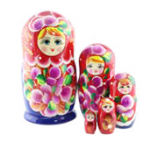 Матрешка 5 мест красный сарафан синяя цветы