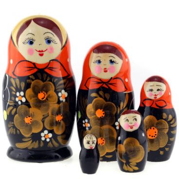 Матрешка 5м сувенирка оранжевый платок