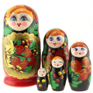 Матрешка 5 мест золотые кружева ягоды