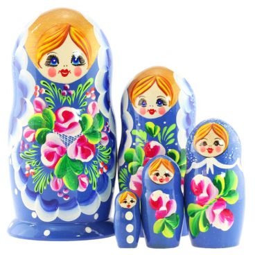 Матрёшка 5 мест кружева синяя