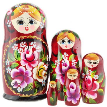 Матрешка 5 мест средняя - поднос бордовая
