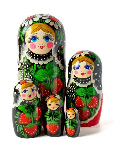 Матрешка 5 мест черно-красная ягоды