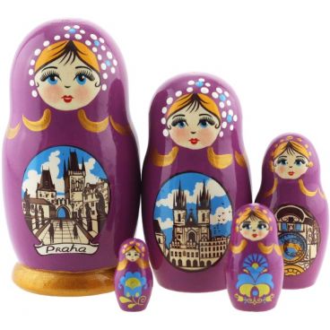 Матрешка Прага 5 мест сиреневая