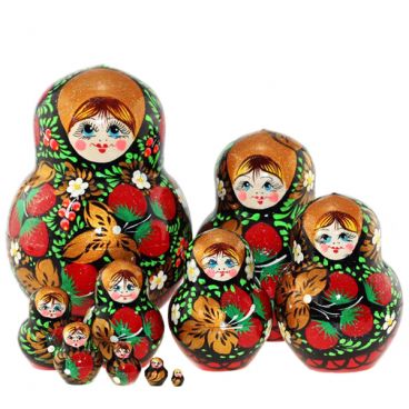 Матрёшка 10 мест фигурная - красные ягоды