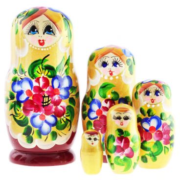 Матрёшка 5 мест длинные реснички золотой сарафан