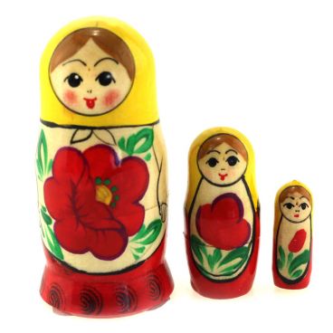 Набор Матрешка 3 места маленькая &quot;Желто-красная&quot; 5шт