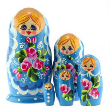 Матрёшка 5 мест кружева голубая
