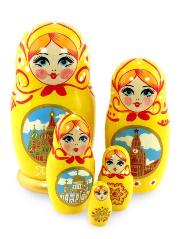 Матрешка 5 мест &quot;Москва&quot; желтая