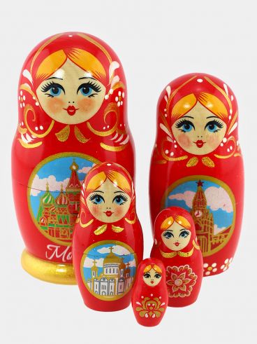 Матрешка 5 мест &quot;Москва&quot; красная