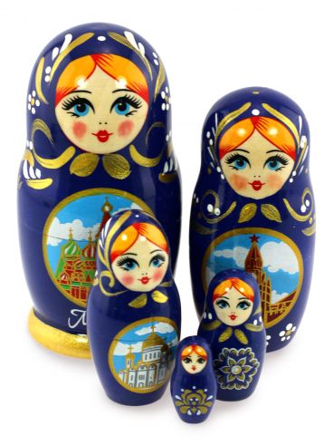 Матрешка 5 мест &quot;Москва&quot; синяя