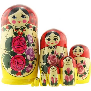 Классическая матрёшка 8 мест Семёновская с красным платком