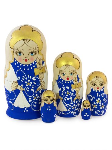 Матрешка жженка 5 мест синяя