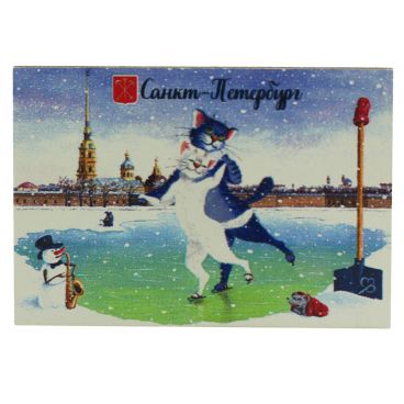 Магнит однослойный &quot;Питерские коты-8&quot; 80*55