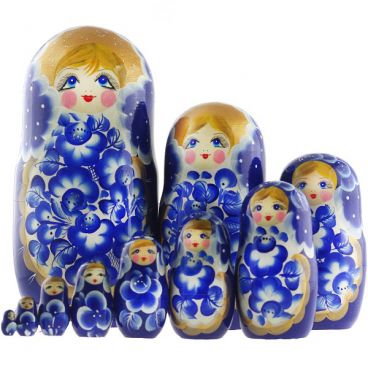 Матрешка 10 мест Гжель
