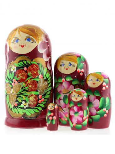 Матрёшка 5 мест светловолосая-ягоды бордовая