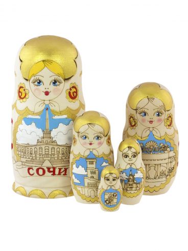 Матрешка жженка средняя 5 мест &quot;Сочи-3&quot;