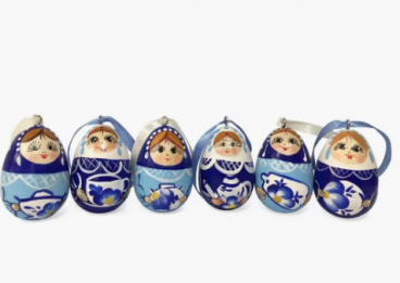 Набор Пасхальный 6 предметов яйцо &quot;Гжель&quot; (в коробке)