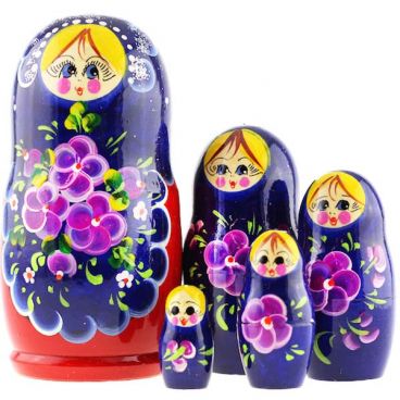 Матрёшка 5 мест синий сарафан-фиалка