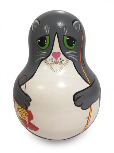 Неваляшка музыкальная «Кот-рыболов» 10,5 см / сувенир