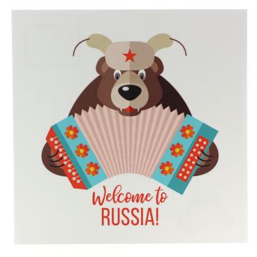 Набор открыток 15*15 &quot;Welcome to RUSSIA.Мишка с гармошкой&quot; 10шт.